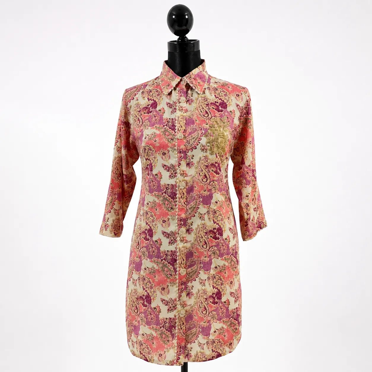 Vintage Paisley Print Shirt Dress